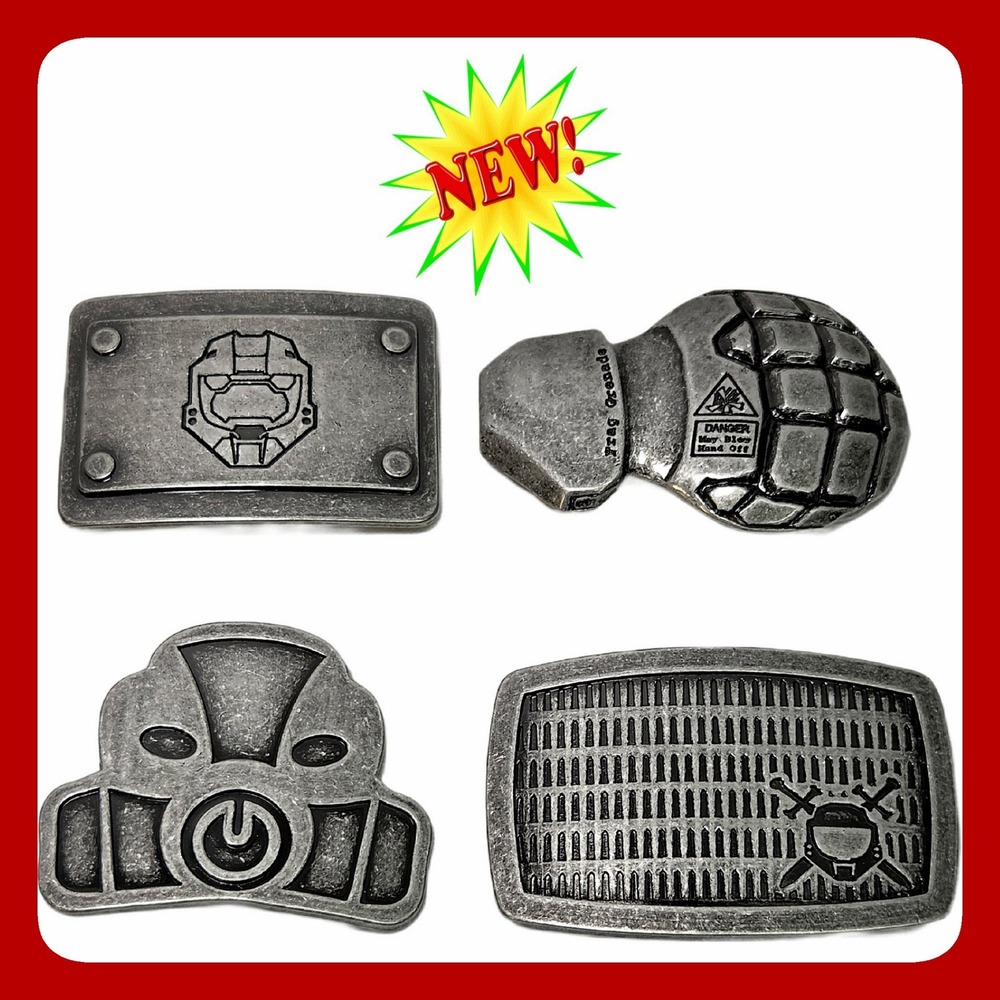 Enmon Halo Belt Buckle 4 Piece Set Master Chief Frag Grenade Grunt Noble Team